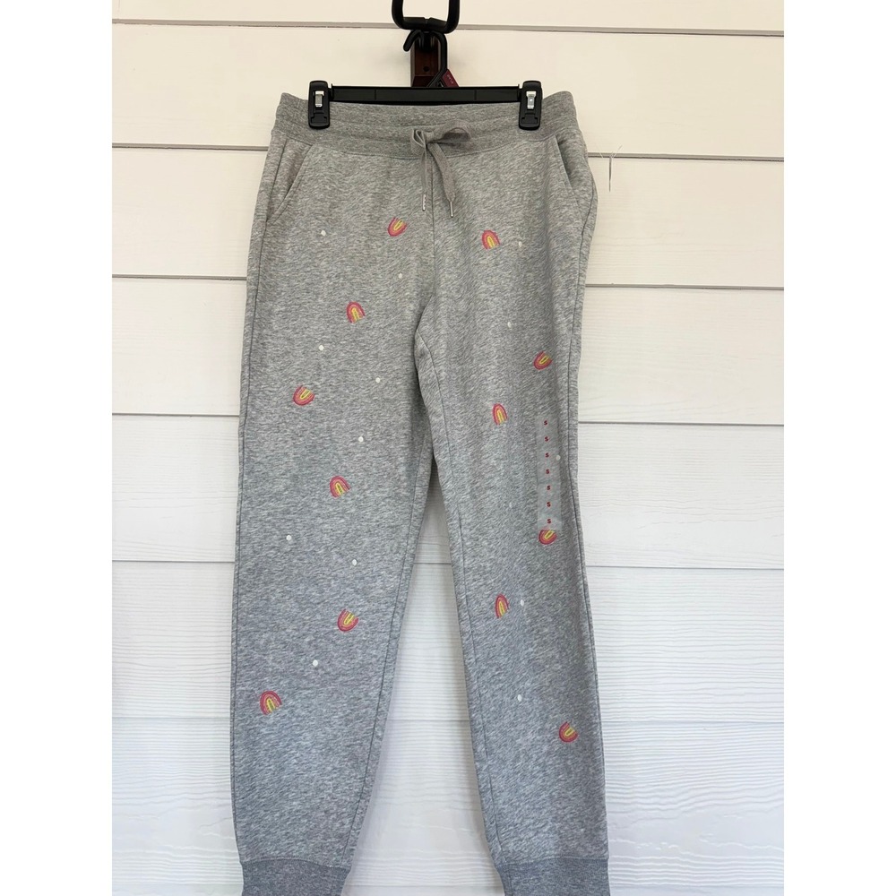 V- 45- Old Navy Womens Gray Rainbow Embroidered Fleece Jogger Sweatpants S